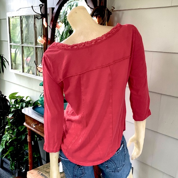 Free People “Truly Madly” Crochet 3/4 Sleeves Top - Picture 5 of 10